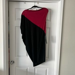 NWT Bebe “Can’t Buy Me Love” Color Block Red and Black Mini Dress-Size Small